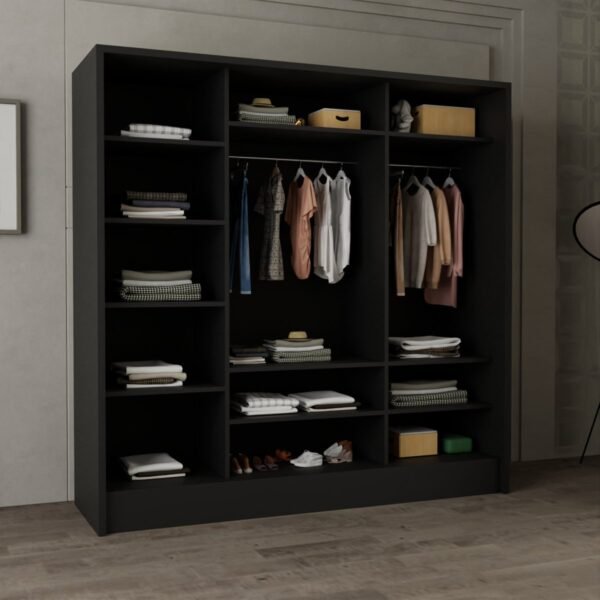 Chic Sliding Wardrobe White, Black, Grey, Walnut, Wenge, and Oak in 90cm, 120cm, 150cm, 180cm and 203cm
