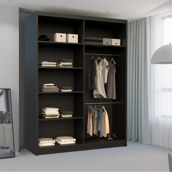 Chase Wardrobe Black, White, Grey and Walnut in 150cm and 203cm