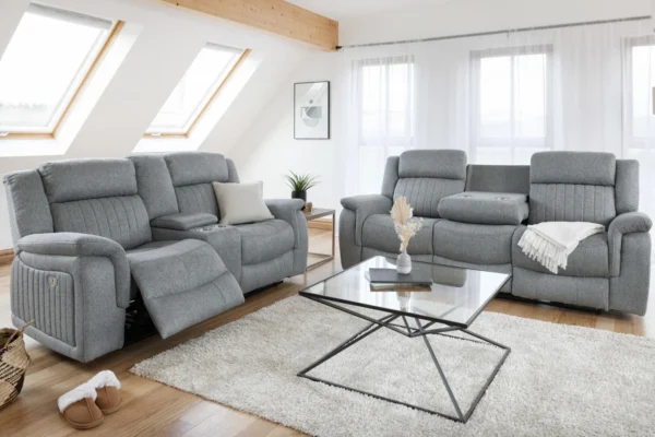 Linda Fabric Electric Recliners Grey 3+2+1