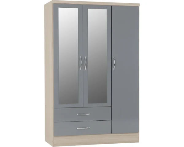 3 Door 2 Drawer Mirrored Wardrobe