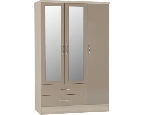 3 Door 2 Drawer Mirrored Wardrobe