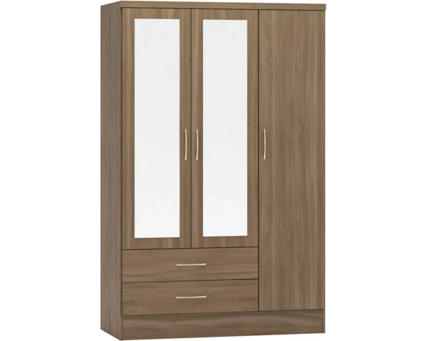 3 Door 2 Drawer Mirrored Wardrobe