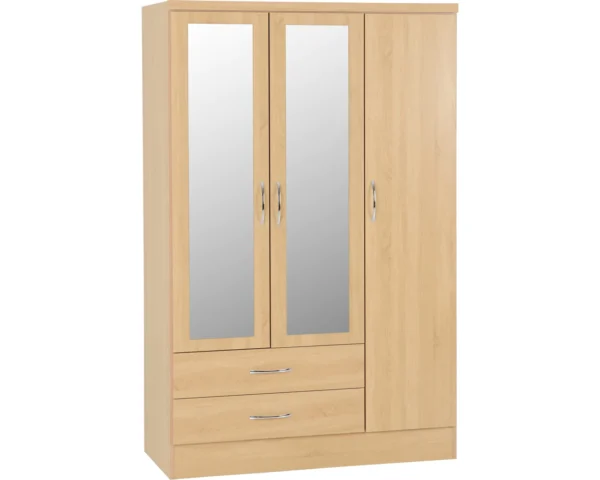 3 Door 2 Drawer Mirrored Wardrobe