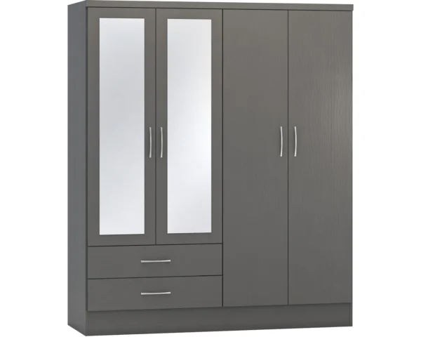 4 Door 2 Drawed Mirrored Wardrobe