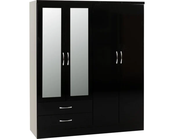 4 Door 2 Drawed Mirrored Wardrobe