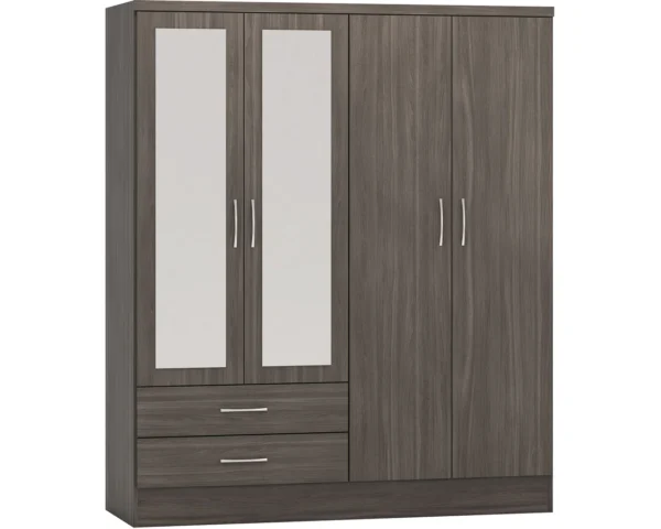4 Door 2 Drawed Mirrored Wardrobe
