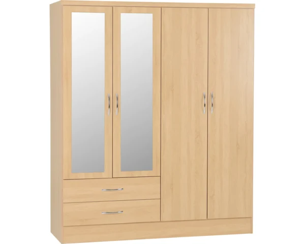 4 Door 2 Drawed Mirrored Wardrobe