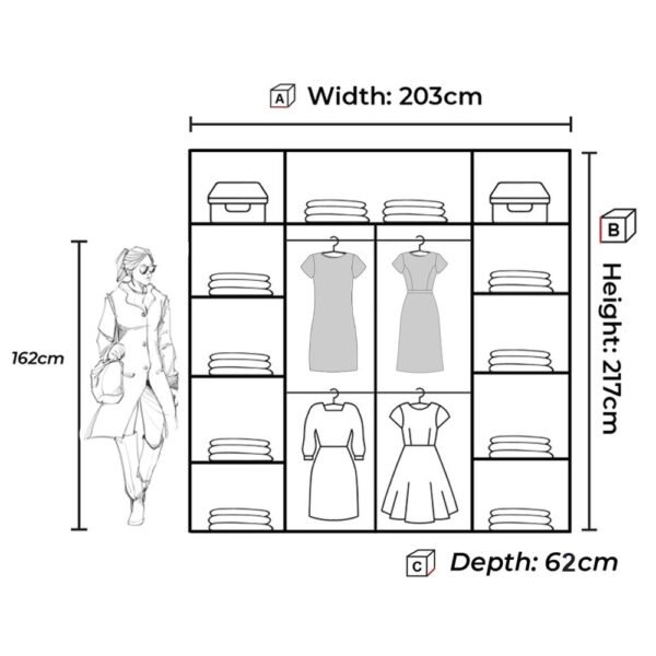 Chase Wardrobe Black, White, Grey and Walnut in 150cm and 203cm